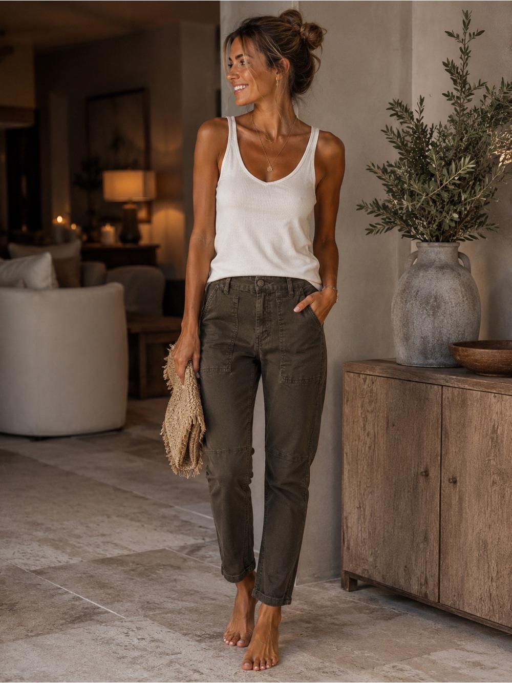 7 for All Mankind Olive Green Utility Skinny Pants